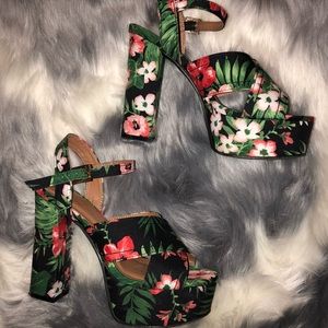 Floral platform heels